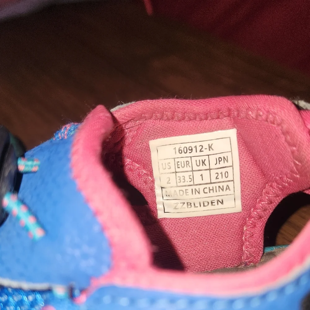 Kids Blue and‎ Pink Athletic Hook Loop Strap Sandals
